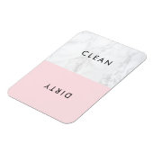 ピンクアンドホワイトマーブルモダンタイポグラフィ食洗機 マグネット (左側)