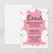 ピンクアンドホワイトローズデザインRSVPカード 出欠カード (正面/裏面)