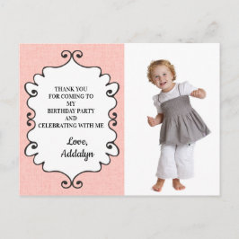 ピンクアンドホワイト誕生日ありがとう ポストカード