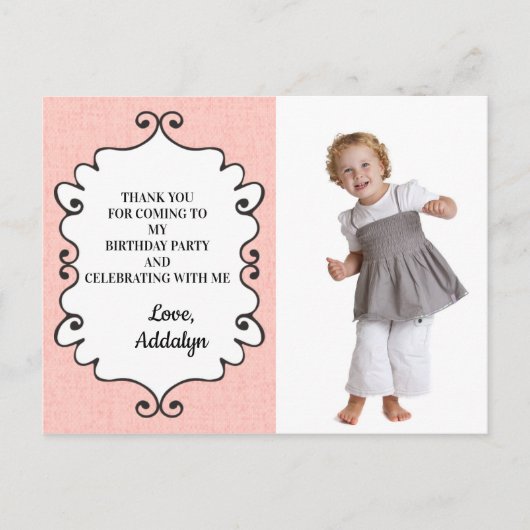 ピンクアンドホワイト誕生日ありがとう ポストカード (正面)