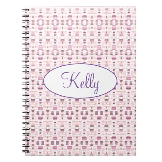 ピンクアンドマウヴパターン（の模様が）あるェ ノートブック (正面)