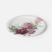 ピンクアンドマルーンフローラ紙プレート ペーパープレート (アングル)