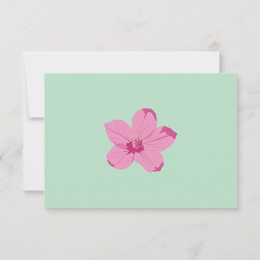 ピンクアンドミントグリーンさくらんぼブロッサムキンセアニェラ 出欠カード (裏面)