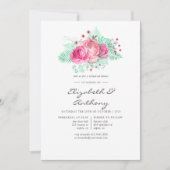 ピンクアンドミントフローラリハーサルディナー 招待状 (正面)