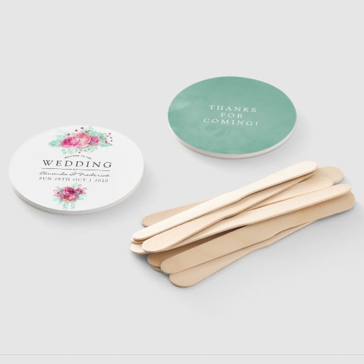 ピンクアンドミントフローラ結婚式の引き出物 ハンドファン (組立なし)