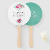 ピンクアンドミントフローラ結婚式の引き出物 ハンドファン (正面&裏面)