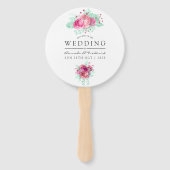 ピンクアンドミントフローラ結婚式の引き出物 ハンドファン (正面)
