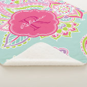 ピンクアンドミントボホペイズリー モノグラムの シェルパブランケット (3/4)