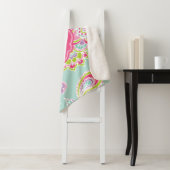 ピンクアンドミントボホペイズリー モノグラムの シェルパブランケット (インサイチュ)