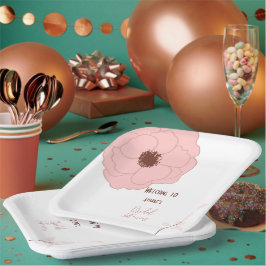 ピンクアンドラストフォークアートフローラ ペーパープレート