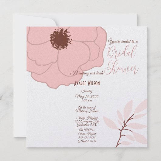 ピンクアンドラストフォークアートフローラ 招待状 (正面)