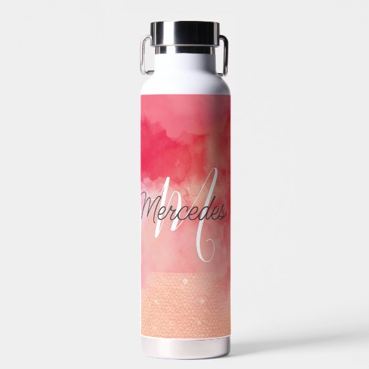 ピンクアンドレッズ絞り染めiPad頭が切れるカバー ウォーターボトル (正面)