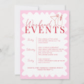 ピンクアンドレッドウェーブヘンウィークエンドパーティの招待状 招待状 (裏面)