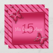 ピンクアンドレッドバタフライキンセアニェラ招待状 招待状 (正面/裏面)