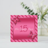 ピンクアンドレッドバタフライキンセアニェラ招待状 招待状 (スタンド正面)