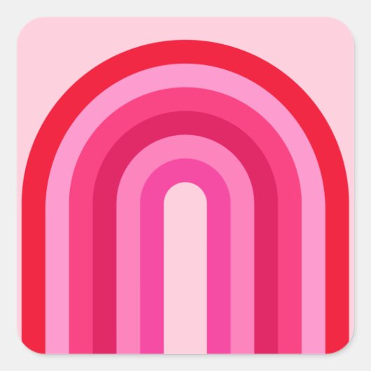 ピンクアンドレッドレトロレインボー スクエアシール (正面)