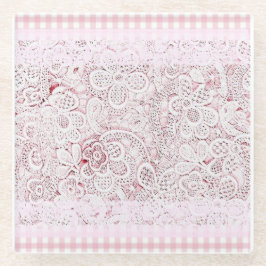 ピンクアンドレースで ガラスコースター