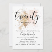 ピンクアンド金ゴールドガール20th誕生日招待状 招待状 (正面)