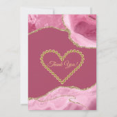 ピンクアンド金ゴールドグリッターアゲート誕生日 サンキューカード (裏面)