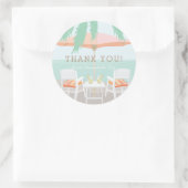 ピンクアンブレラビーチチェアサンキューステッカー ラウンドシール (バッグ)