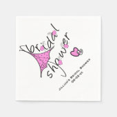 ピンクアンブレラブライダルシャワー紙ナプキンス スタンダードカクテルナプキン (正面)