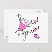 ピンクアンブレラブライダルシャワー インビテーションポストカード (正面/裏面)