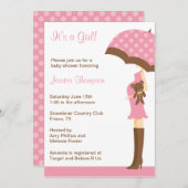 ピンクアンブレラベビーシャワー招待状 招待状 (正面/裏面)