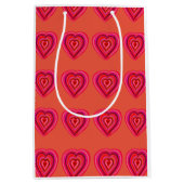 ピンクアン赤いハート ミディアムペーパーバッグ (正面)