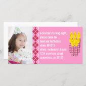 ピンクアーガイルの誕生写真招待状 (正面/裏面)