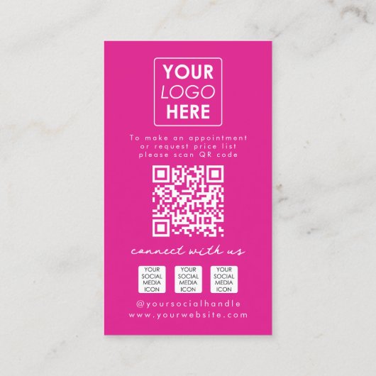 ピンクアーチフォトソーシャルメディアQRコードロゴ 名刺 (裏面)