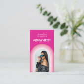 ピンクアーチフォトソーシャルメディアQRコードロゴ 名刺 (スタンド正面)