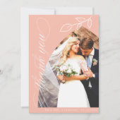 ピンクアーチボタニカルリーフ結婚のサンキューカード サンキューカード (正面)