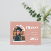 ピンクアーチモダンフォト卒業ありがとう ポストカード (スタンド正面)