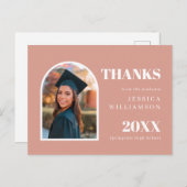 ピンクアーチモダンフォト卒業ありがとう ポストカード (正面/裏面)