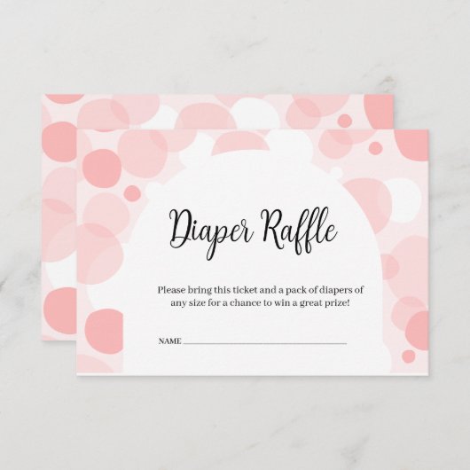 ピンクアーチ水玉模様ガールベビーシャワーおむつラッフル エンクロージャーカード (正面/裏面)