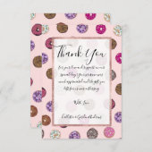 ピンクアートの散水ドーナツ水彩パターン サンキューカード (正面/裏面)