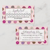 ピンクアートの散水ドーナツ水彩パターン ロイヤリティカード (正面/裏面)