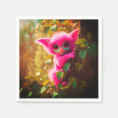 ピンクアートの生き物 スタンダードカクテルナプキン (正面)