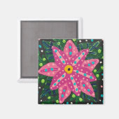 ピンクアートの花 マグネット (正面/裏面)