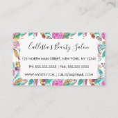 ピンクアートエレガントのティール（緑がかった色）フローラ水色 ロイヤリティカード (裏面)