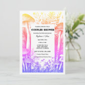 ピンクアートカップルのシャワーマッシュルーム結婚ウッドランド 招待状 (スタンド正面)