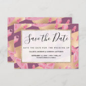 ピンクアートガーリー金ゴールドパープルバレリナドレスシューズ セーブザデート (正面/裏面)