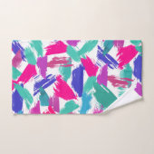 ピンクアートティール(緑がかった色)パープルブラシストロークコラージュ ハンドタオル (ハンドタオル)