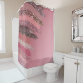 ピンクアートパープルグリッターのブ絵を描ラストローク シャワーカーテン (インサイチュ)
