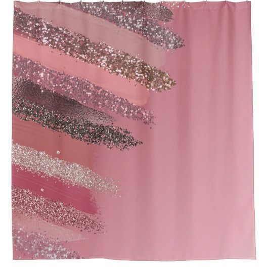 ピンクアートパープルグリッターのブ絵を描ラストローク シャワーカーテン (正面)
