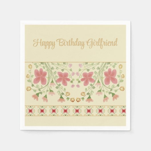 ピンクアートフローラ スタンダードカクテルナプキン (正面)