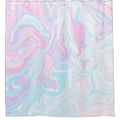 ピンクアートモダンブルー大理石の旋回パターン シャワーカーテン (正面)