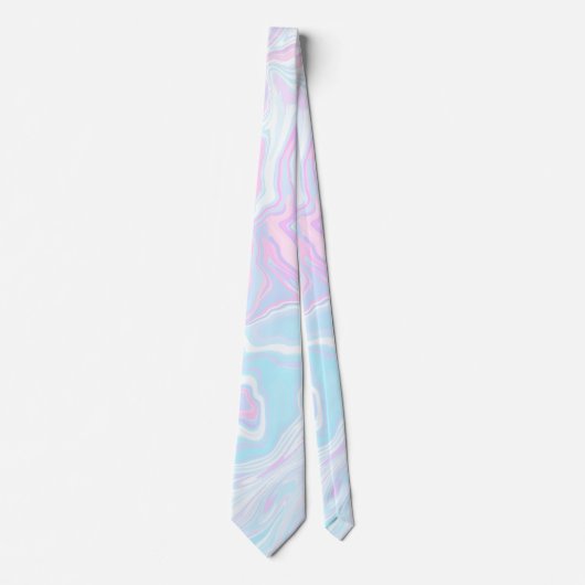 ピンクアートモダンブルー大理石の旋回パターン ネクタイ (正面)