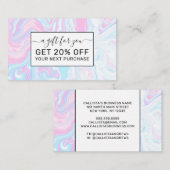 ピンクアートモダンブルー大理石の旋回パターン 割引カード (正面/裏面)