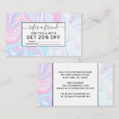 ピンクアートモダンブルー大理石の旋回パターン 紹介カード (正面/裏面)